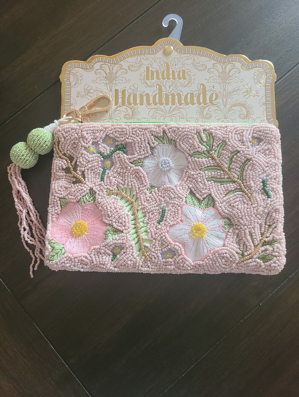 TikTok Viral India Handmade Pastel Floral Beaded Pouch